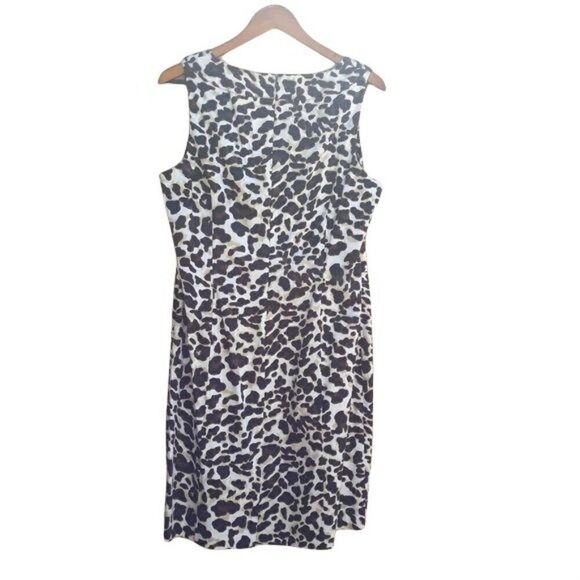 Jones New York Day To Night Leopard Scoop Neck Sleeveless Sheath Dress Sz 14 - Picture 2 of 8